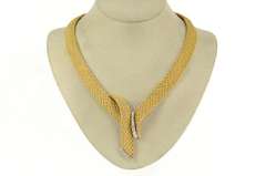 14K Yellow Gold 0.92 Ctw Diamond Woven Chain Statement Necklace