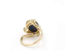 Brilliant Opal Doublet & Diamond Ring in 14K