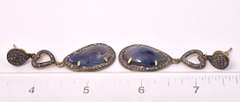 Ravishing Pair of 13.79CTW Rare Gray & Blue Sapphire & Diamond Earrings in Gold Plated Sterling Silver