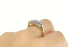 14K Yellow Gold 2.05 Ctw Pear Tanzanite Diamond Accent Band Ring
