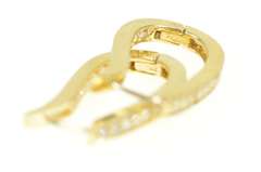 14K Yellow Gold 1.26 Ctw Diamond Curvy Inside Outside Hoop Earrings