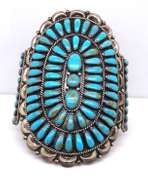 Vintage Sterling Silver Signed Turquoise Cuff Bangle