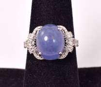 Fantastic 8.87CTS Tanzanite and 0.40CTW Diamond Ring in Sterling Silver