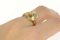 14K Yellow Gold 0.97Ctw 1930s Old Mine Diamond Snake Serpent Ring