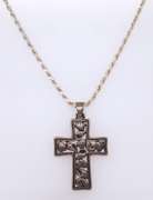 Vintage Sterling Silver Signed Cross Pendant on Chain