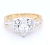 Significant Yellow Gold Marquise Center Diamond Ring