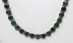 Vintage Sterling Silver Malachite Necklace