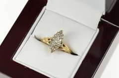 14K Yellow Gold 0.23 Ctw Cluster Diamond Engagement Ring