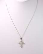 Beautiful Crystal Cross Pendant Necklace in Sterling Silver