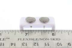 10k White Gold Heart Earrings with studded Diamonds