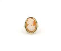 Shell Cameo Ring and Earring set in 14K