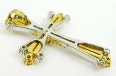 Finest 18K Yellow & White Diamond Cross, 1.29 CTTW