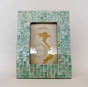 Pair of Vertical or Horizontal Handcrafted Green Mother of Pearl Photo Frames, 4x6 Pictures