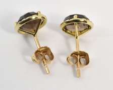 Tasteful Smokey Topaz & Diamond Earrings in 14K YG