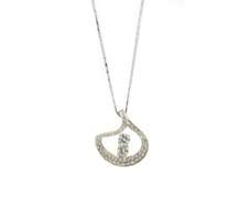Attractive 8kt White Gold RBC Diamond w Diamond Pave Pendant on Chain