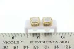 Sparkling Diamond Cluster Earrings with 14k Yellow Gold edged with triple set Diamonds
