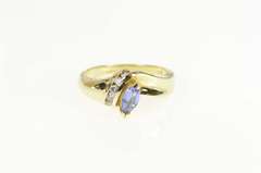14K Yellow Gold Marquise Tanzanite Diamond Accent Statement Ring