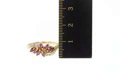 10K Yellow Gold Marquise Ruby Diamond Accent Wavy Bypass Ring