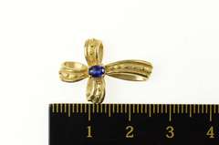 10K Yellow Gold Cross Natural Sapphire Dot Embellished Loop Pendant