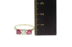 14K White Gold 1.40 Ctw 1940's Old European Diamond Ruby Ring