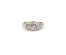 0.40ct Diamond Three Stone Halo Ring in 14K