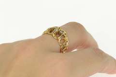 14K Yellow Gold 1960's Retro Wavy Loop Diamond Statement Ring