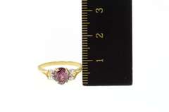 14K Yellow Gold Oval Garnet Diamond Accent Statement Ring