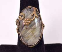 Gorgeous Rare 12.97CTS Natural Green Sapphire Ring in Gold Plated Sterling Silver