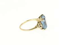 10K Yellow Gold 1940's Classic Syn. Blue Topaz Statement Ring