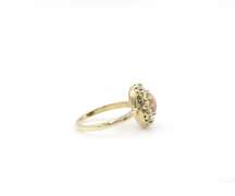 Stunning Oval Coral and Pearl Ring in 14K