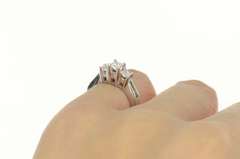 14K White Gold 0.76 Ctw Three Princess Diamond Engagement Ring