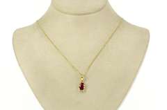 18K Yellow Gold 1.36 Ctw Natural Ruby Diamond Accent Pendant