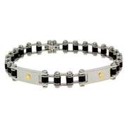 Genuine 18K Gold rubber Stainless Steel link Screws Mens Bracelet