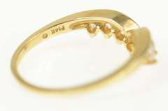 14K Yellow Gold Chevron Curved Classic CZ Wedding Band Ring