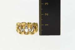 14K Yellow Gold 1960's Retro Wavy Loop Diamond Statement Ring