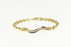 14K Yellow Gold 0.39 Ctw Diamond Wavy Bar Chain Link Bracelet