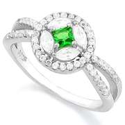 SPARKLING! CREATED EMERALD 925 STERLING SILVER RING