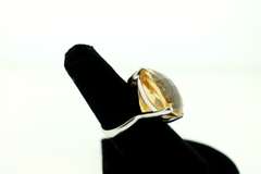 One of the Kind Special hand made Designed 18KT white gold Citrine and Diamond Ring