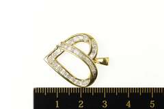 10K Yellow Gold 1.00 Ctw Baguette & Round Diamond Heart Pendant