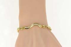 14K Yellow Gold 0.39 Ctw Diamond Wavy Bar Chain Link Bracelet