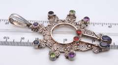 Vintage Sterling Silver Signed Gemstone Pendant