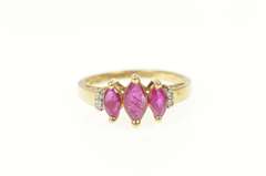 10K Yellow Gold Natural Marquise Ruby Diamond Statement Ring