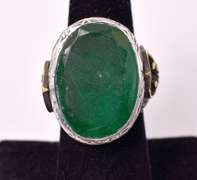 Charming 12.04CTS Natural Emerald Ring in Sterling Silver