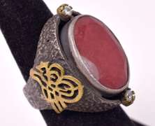 Incredible 11.59CTS Ruby and White Crystal Ring in Sterling Silver