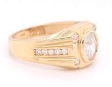 Men's Oval Shaped CZ Ring in Yellow Gold