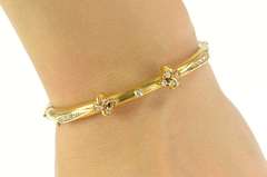 14K Yellow Gold Victorian Ornate Diamond Statement Bangle Bracelet
