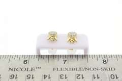 Glowing 10k Yellow Gold Crown Earrings studded with Diamonds