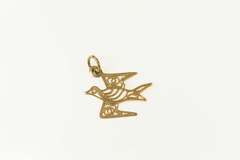 14K Yellow Gold Ornate Filigree Sparrow Freedom Symbol Charm/Pendant