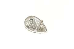 14K White Gold 2.00 Ctw Pave Diamond Pear Tear Drop Pendant/Pin