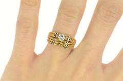 14K Yellow Gold 0.35 Ct Unique Diamond Solitaire Engagement Ring